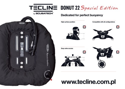 Skrzydło Donut 22 Special Edition czarne, z uprzężą DIR_TecLine_sklep nurkowy Divepl.pl