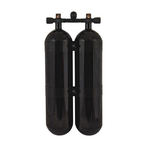 Zestaw 2 x 12L 171 mm, 232 bar, Eurocylinder, obejmy TecLine wys.60 mm, gumowe gałki - Military Line_sklep nurkowy divepl.pl