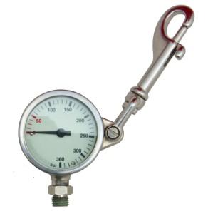 Manometr 360 bar 52 mm z karabinkiem - głowica