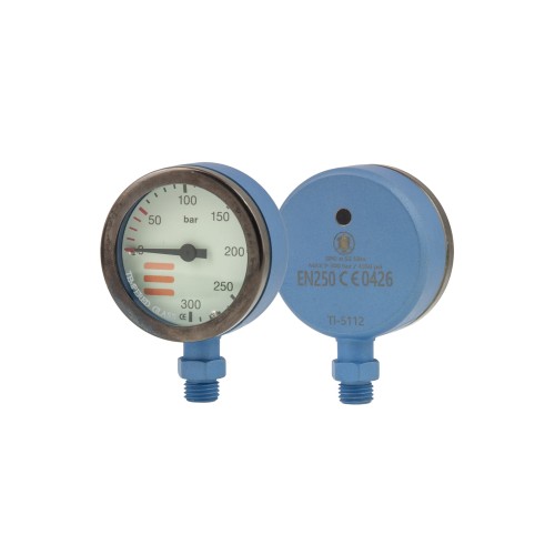 Manometr TecLine 52 mm, skala 300 bar, ciśnienie robocze 230 bar, niebieski - głowica_sklep nurkowy Divepl.pl