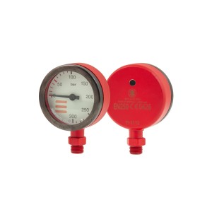 Manometr TecLine 52 mm, skala 300 bar, ciśnienie robocze 230 bar, czerwony - głowica