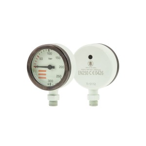 Manometr TecLine 52 mm, skala 300 bar, ciśnienie robocze 230 bar, biały - głowica