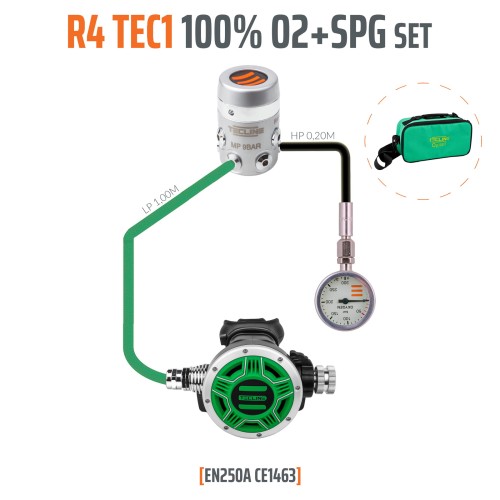 Automat Tecline R4 TEC1 100% O2 M26x2 z manometrem, zestaw stage_sklep nurkowy Divepl.pl