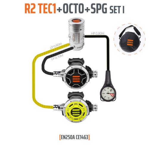 Automat Tecline R2 TEC1 zestaw I z oktopusem i manometrem_sklep nurkowy Divepl.pl