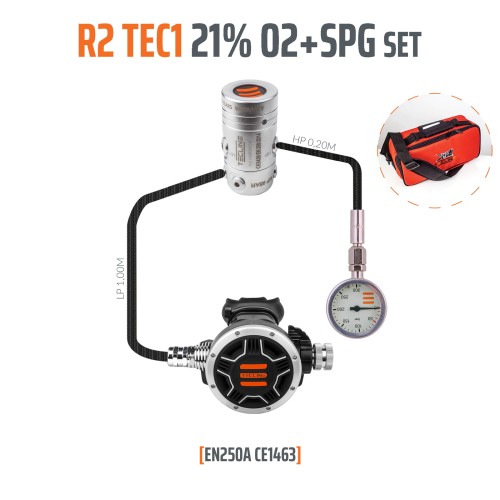 Automat Tecline R2 TEC1 21% O2 G5/8 z manometrem, zestaw stage_sklep nurkowy Divepl.pl