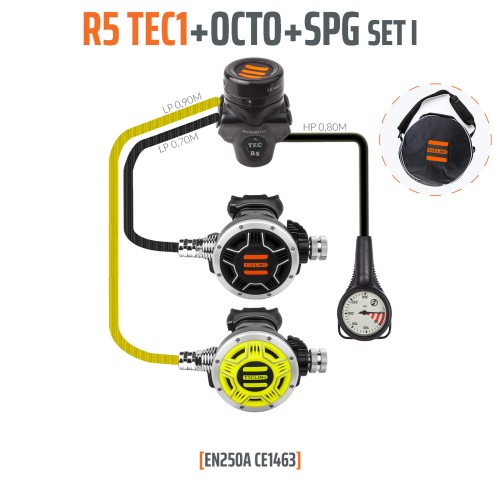 Automat Tecline R5 TEC1 zestaw I z oktopusem i manometrem_sklpe nurkowy Divepl.pl