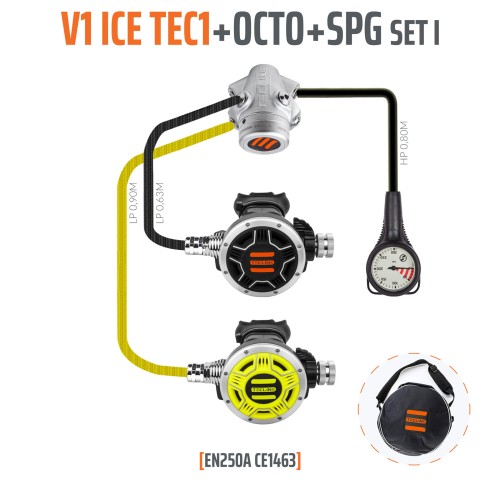 Automat Tecline V1 ICE TEC1 zestaw I z oktopusem i manometrem_sklep nurkowy Divepl.pl