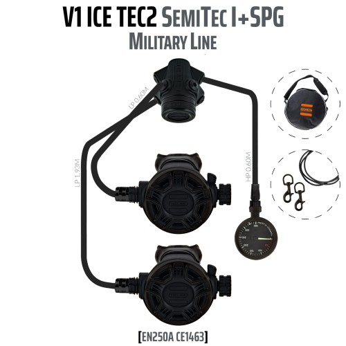 Automat V1 ICE TEC2 odw. zestaw SemiTec I z manometrem_Military Line_sklep nurkowy Divepl.pl