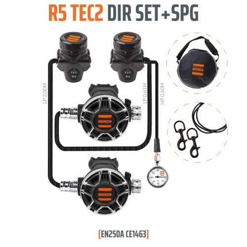 Automat Tecline R5 TEC2 DIR Set z manometrem_sklep nurkowy Divepl.pl