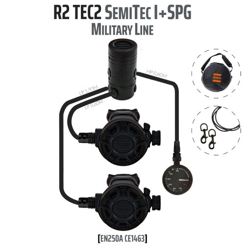 Automat Tecline R2 TEC2 odw. zestaw SemiTec I z manometrem _Military Line_sklep nurkowy Divepl.pl