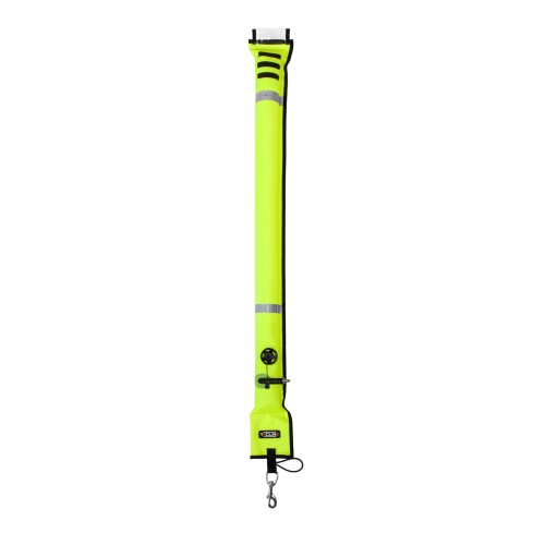 Boja Tecline 11/117 cm, zamknięta, zawór nadm. żółta z karabińczykiem_sklep nurkowy divepl.pl