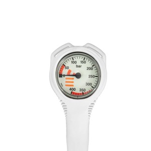Manometr Tecline MiniCombo 52 mm, skala 400 bar, ciśnienie robocze 300 bar,wąż HP 0,80 m - biały