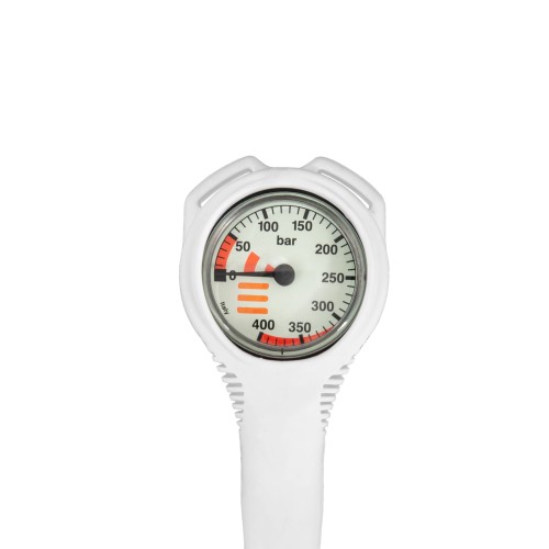 Manometr Tecline MiniCombo 52 mm, skala 400 bar, ciśnienie robocze 300 bar,wąż HP 0,80 m - biały_sklep nurkowy divepl.pl