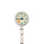 Manometr Tecline O2 52 mm, skala 300 bar, ciśnienie robocze 230 bar, wąż 15 cm, bez obudowy