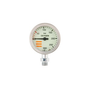 Manometr TecLine O2 52 mm, skala 300 bar, ciśnienie robocze 230 bar, chrom - głowica