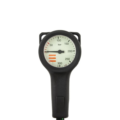 Manometr TecLine Slim 52 mm, skala 300 bar, ciśnienie robocze 230 bar, wąż HP 80 cm_sklep nurkowy divepl.pl