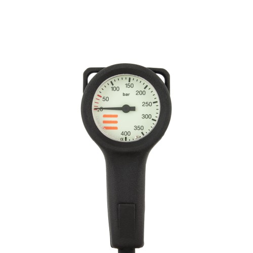 Manometr TecLine Slim 52 mm, skala 400 bar, ciśnienie robocze 300 bar, wąż HP 80 cm_sklep nurkowy divepl.pl